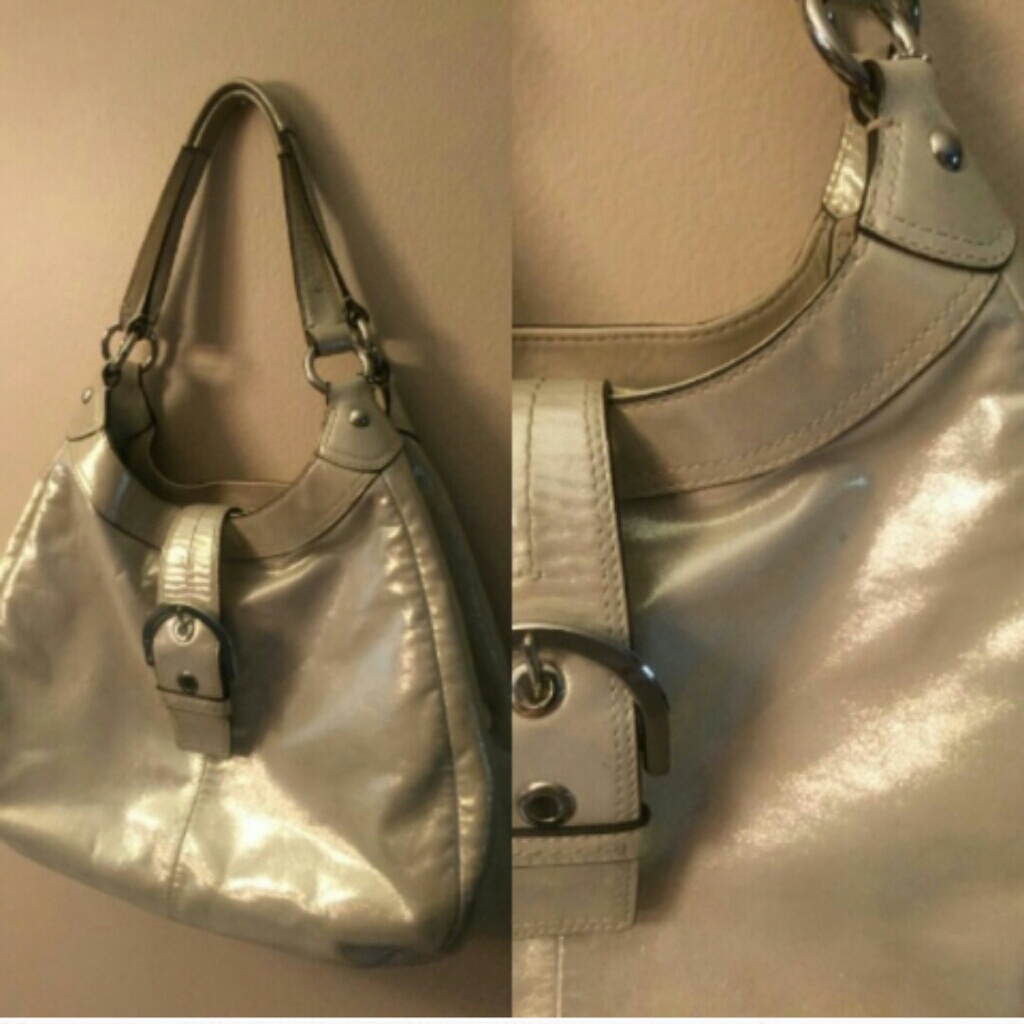 Coach Shiny Ivory Leather Soho Hobo